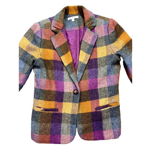 CABI #927 Plaid Wool Blend "Happy Blazer" Jacket Size 6 Cottagecore Boho - Picture 1 of 16